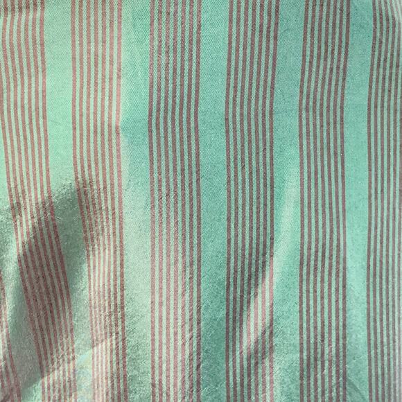 ANN DEMEULEMEESTER Size 6 Green Black Cupro Stripe Flat Front Dress Pants - Picture 2 of 6